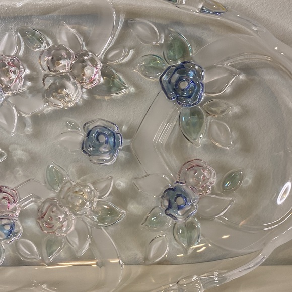 Vintage Studio Nova (Mikasa) Glass Crystal Serving
Platter Hearts&Pastel Flowers - Picture 5 of 9